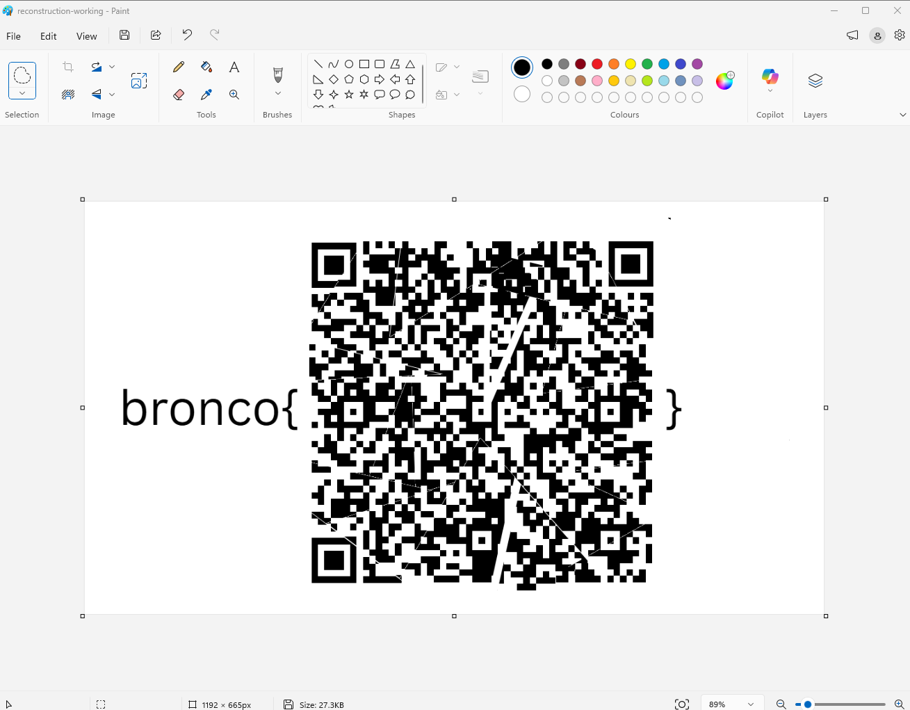 Online QR scanner successfully decoding the reconstructed image into a Canva URL